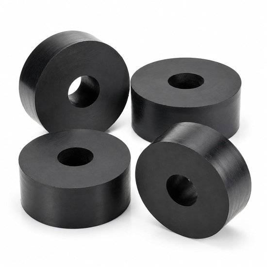 4 stuks rubberen sluitringen, afstandhouders, rubberen buffers, buitendiameter 50 mm, binnendiameter 14 mm, dikte 10 mm, aanslagbuffer, rubberen demper, ronde rubberen schijven, afstandshulzen voor