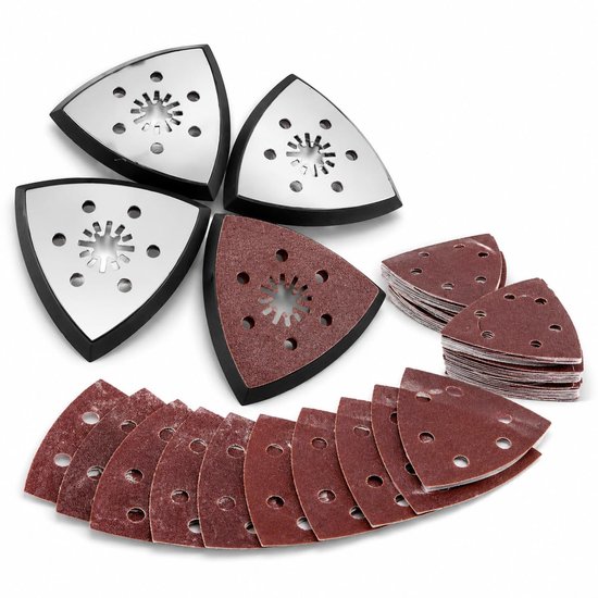 4 stuks schuurpads voor polijstgereedschap, schuurschijf voor driehoekige schuurmachine, multi-gereedschap, accessoires compatibel met Worx, Makita, Dewalt, Bosch