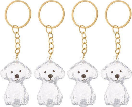 4 stuks sleutelhangers met dierenhaar als gedenkstuk - Bewaardoosje voor as of van een hond - Transparant bewaardoosje voor aandenken aan een hond - Gedenksieraad voor huisdiereigenaren