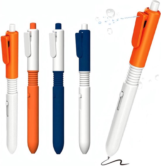 4 stuks spuitstiften, 2 in 1 water spuitende schrijfbare pennen, spuit waterpistolen pen spuit voor spuittruc zwembad tuin strand buiten