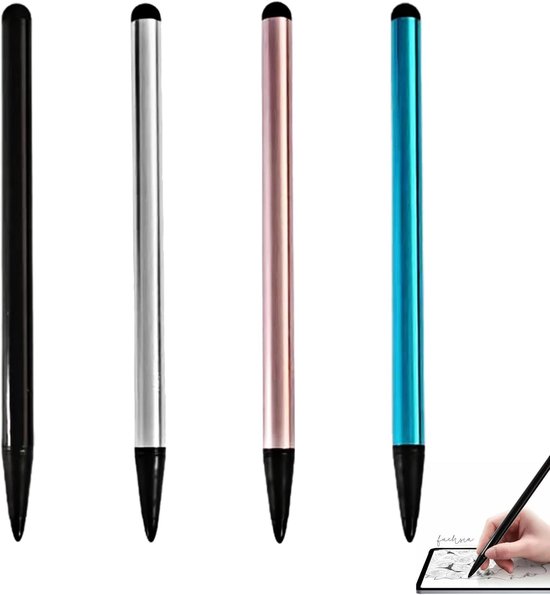 4 stuks tabletpennen, tabletstiften, set met precisie voor schilderen en schrijven, resistent en capacitief, ideaal voor kinderen en senioren, compatibel met vele tablets