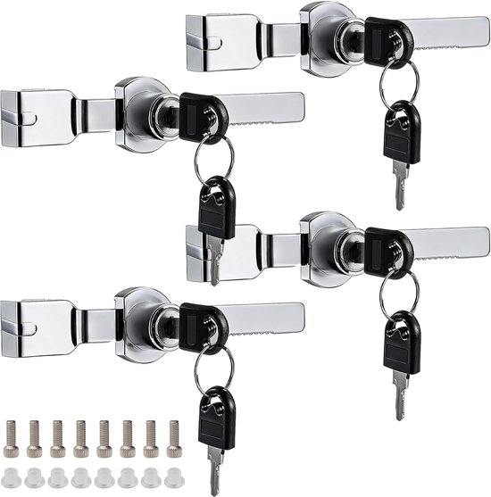 4 stuks terrariumslot met sleutel, gelijksluitend glazen deurslot en ratelslot voor vitrines, boorvrij, geschikt voor 2-8 mm glasdikte