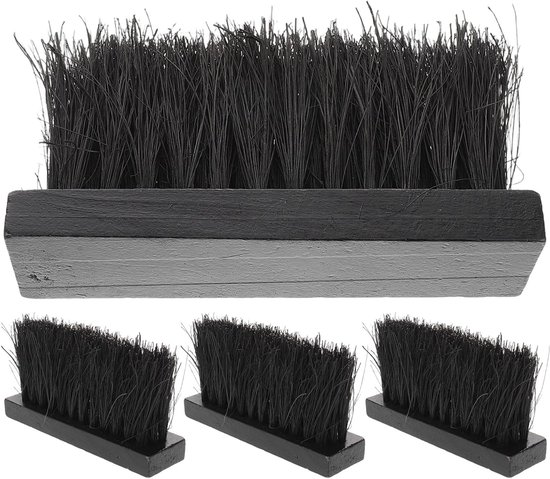 4 stuks vervangende haardborstels, vervangende borstelkop voor het reinigen van haarden, geschikt voor houtkachels, auto's en meubels (stofvrij maken, zwart).