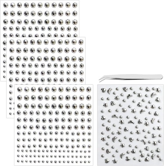 4 stuks zilverkleurige zelfklevende neppiercings | niet doordringend voor lip, neus, wenkbrauw, navel | punkstijl Y2K | accessoires voor vrouwen mannen tieners