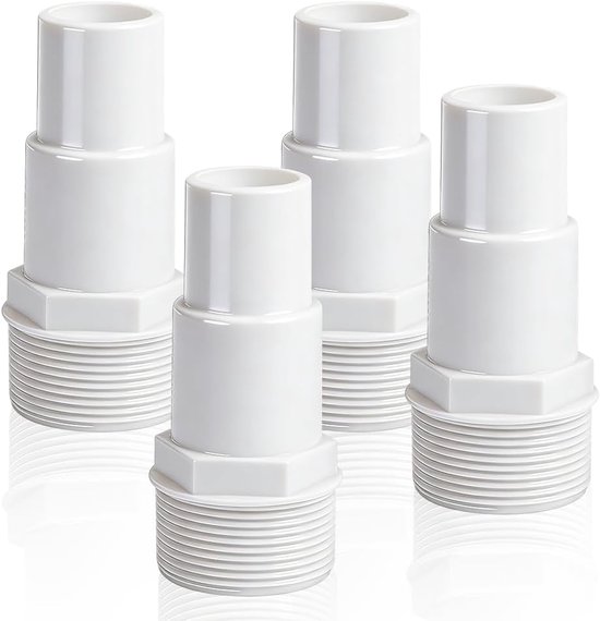 4 Stuks Zwembadslangadapter, Adapter voor Zwembadslang, Afvoerventiel Slangadapter met Binnendraad om te Schroeven Afvoerklep Adapter voor Zwembadslang met een Diameter van 32 en 38 mm
