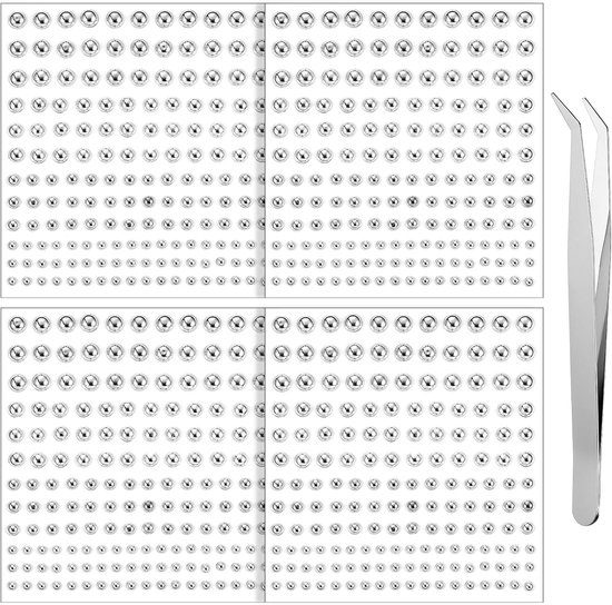 4 vellen gezichtssieraad lippensteker, 660 stuks neppiercing, niet-piercing, wenkbrauw-neus-lip-oorstekers, Y2k, fake wenkbrauwpiercing, accessoires met pincet, voor vrouwen en mannen, zilver