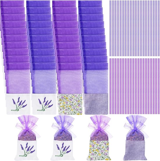 40 stuks lavendelzakjes, leeg, 7,5 x 15,5 cm, zakjes om te vullen
