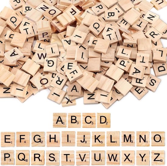 400 stuks houten letters, klein om te knutselen, letters hout alfabet A tot Z, puzzel om te spelen, letters, tegels met cijferwaarden voor kinderopvoeding, doe-het-zelf kunsthandwerk