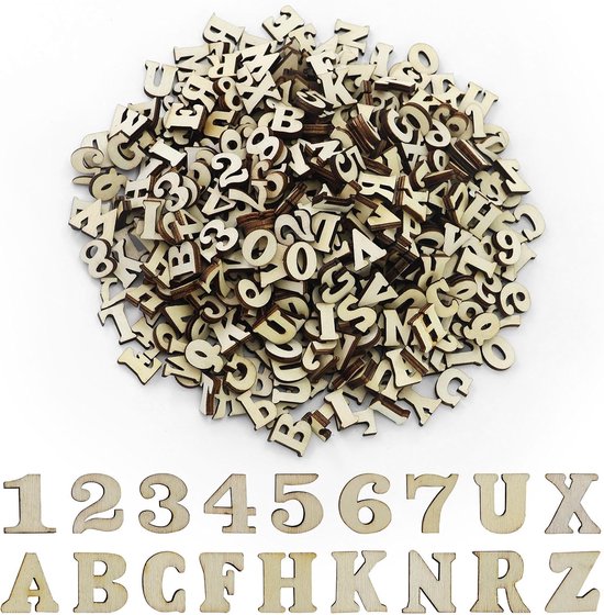 416 stuks kleine houten letters, 15 mm letters van hout om te knutselen en te beschilderen, onbewerkte houten letters, decoratie, kleine letters (A-Z) voor doe-het-zelf kunsthandwerk bruiloft, met 100
