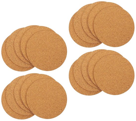 48 Stuks Delige Zelfklevende Ronde Kurkmatten Absorberend Hittebestendig Natuurlijke Kurken Onderzetters voor Meubels Potten Diy-bescherming tegen Vocht Krassen