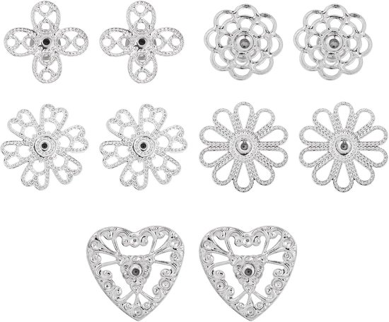 5 Paar Stevige Oorbelsteunen voor Hangers, 10-20mm 5 Stijlen Anti-Drop Bloemvormige Vergrendelbare en Veilige Oorbelsteunen voor Dames/Heren(Zilver)