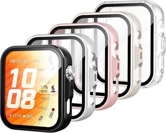 5 stuks beschermhoesjes met beschermfolie, compatibel met Huawei Watch FIT 5 Pro smartwatch, hard polycarbonaat, krasbestendig, ingebouwd, gehard voor Huawei Watch Fit 5 Pro 1,92 inch display
