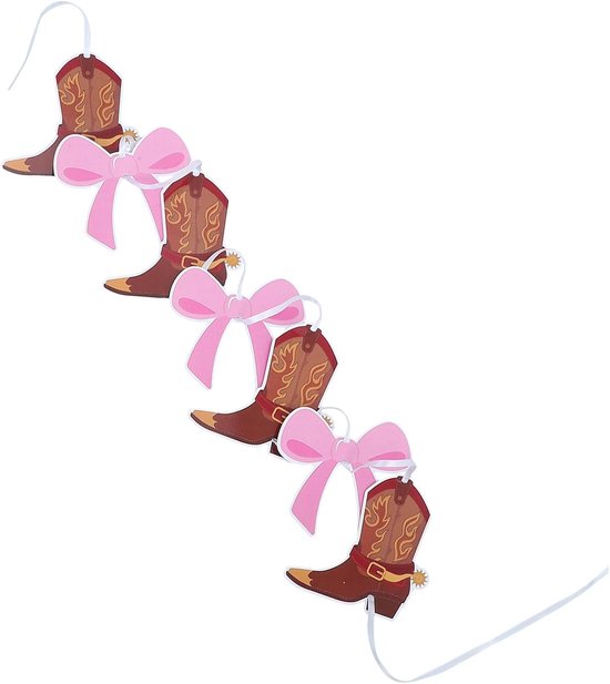 5 Stuks Cowboy Boot Bow Hangdecoratie Westerse Feestlaarzen Strik Ornamenten Papieren Cowboy Thema Hanging Garland voor Verjaardagsfeest