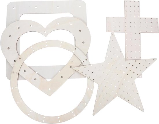 5 Stuks Delige Houten Kransframes met Ronde Hart- Kruisvormen voor DIY Paaskrans Benodigdheden Feestdecoraties voor Thuis Bruiloft Kerstdecoratie