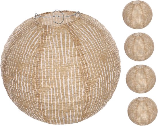 5 Stuks Delige Linnen Hanglampenkap Ronde Stoffen Lantaarn Lampenkap Natuurlijke Linnen Lampenkap voor Feestdecoratie Verjaardag Huisinrichting