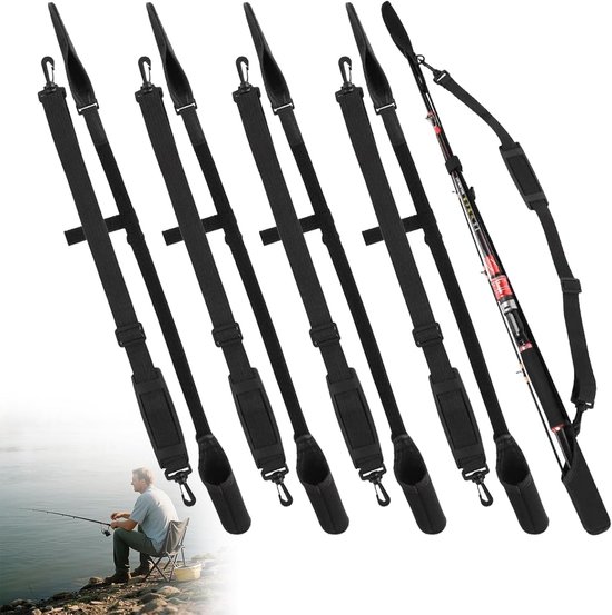 5 stuks hengelhouderriem, hengelbescherming voor vishengels, nylon vishengelbeschermhoes, 58 cm - 130 cm vishengelhoezen, riem, hengelbescherming, verstelbare afdekking voor vishengelbuis