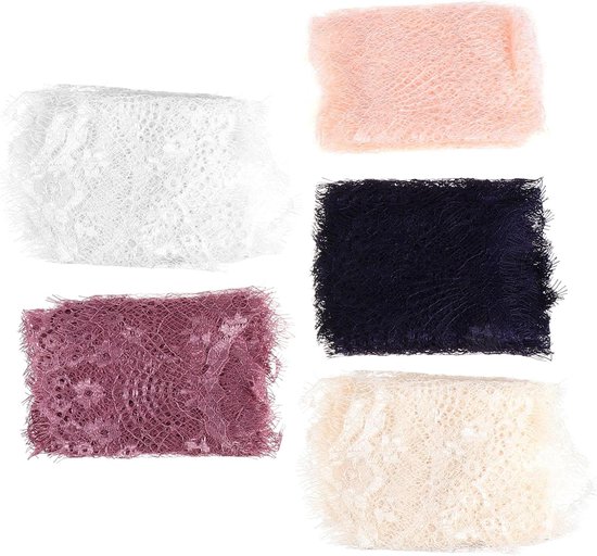 5 Stuks Kanten Accessoires Zwart Lintje Naaien Veter Wit Lint Rood Kanten Lint Ambachtelijke Kant Dun Mode Kanten Lint Gehaakt Kantlint Kanten Lintrand Kant Trimmen Polyester