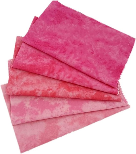 5 stuks katoenen patchwork stoffen 100% katoen Fat Quarters stofpakket meerkleurig patchwork stof handwerk naaien decoratiestof voor doe-het-zelf naaien quilten roze 20 x 20 cm