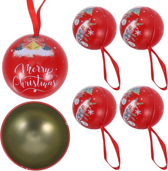 5 Stuks kerst hangende decoratie opbergboxen snoep kerst decoratie koektrommel metalen blikken met deksel losse theepot kerstversieringen voor kinderen