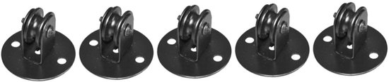 5 Stuks Kroonluchter Poelie -accessoires Katrol Rol Plafond Katrol Systeem Poelie Bevestiging Voor Hanglampen Vaste Groef Wiel Metaal Zwart