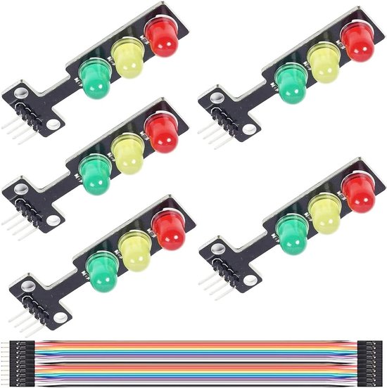 5 stuks LED Traffic Light Module LED DC 5V 5mm Display Module Mini Lichtdiode Verlicht met DuPont kabel voor Arduino DIY