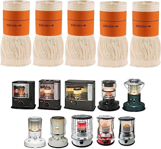 5 Stuks Lont voor Petroleumovens, Lont voor Petroleumkachels voor Binnenshuis, 95Xt2.5X180mm Reservelont voor Petroleumverwarmer, Vervangende Wick Candle Oil Lamp Wicks for Kerosine Heater, Universal