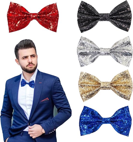 5 stuks paillettenvlinderdas, glinsterend, verstelbaar, voor heren, glitter, vlinderdas, voor vrijgezellenfeest, Nieuwjaar, carnaval, themafeest, kostuum