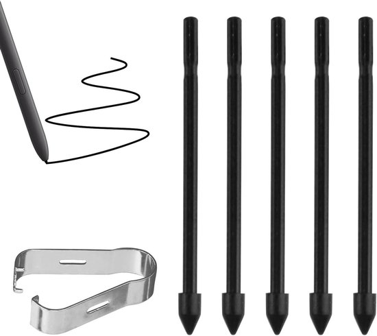5 stuks reservepunten voor tablet pen, set met penpunten en installatiegereedschap. Compatibel met Galaxy Tab, S7 FE, S8 Ultra, S9 Plus.