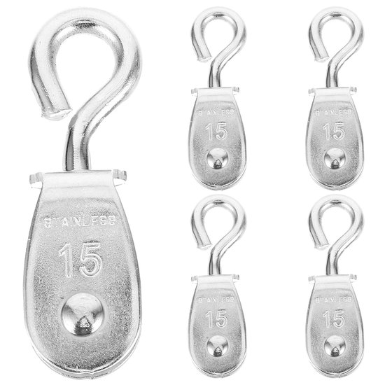 5 Stuks Roestvrijstalen Mini Kabelschijf met Lager Compacte Kleine Katrol voor Kabelbeheer Eenvoudig Te Installeren voor Fitness Kamperen Vissen Hijsapparatuur
