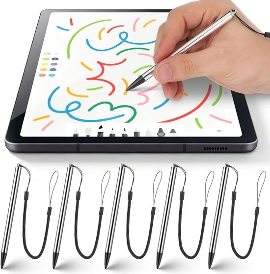 5 stuks touchscreen-pennen voor tablets, stylus met fijne punt voor laptops, veerpennen met robuuste punt voor smartphones, gevoelige pennen