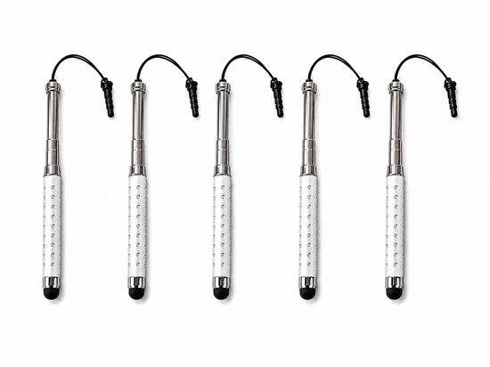 5 Stuks Uitschuifbare Touch Pen / Touchstift / Universeel / Compacte Stylus Pen / Touchscreen Pen / Tablet & Telefoon Touch Stift - Zilver