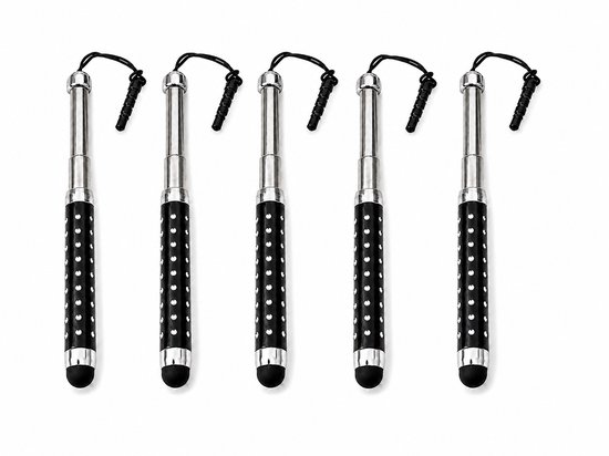 5 Stuks Uitschuifbare Touch Pen / Touchstift / Universeel / Compacte Stylus Pen / Touchscreen Pen / Tablet & Telefoon Touch Stift - Zwart