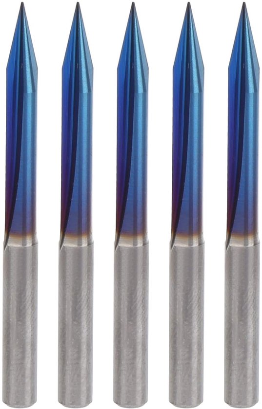 5 stuks V-tip graveerbit met 2 fluiten en 4 mm schacht Wolfraamstaal Rechte freesfrees voor hout, MDF aluminium en acryl Markering en snijwerk Details 4 x 0,3 x 20