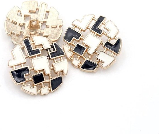 5 stuks vintage ronde metalen naaiknopen zwarte witte kleur voor DIY kledingdecoratie
