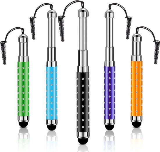 5 stylus pennen voor touchscreen - capacitief - intrekbaar - universeel - smart devices - telefoons