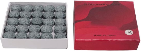 50 stuks 14mm 3A kwaliteit lederen keu tips hoge elasticiteit biljart snooker pool keu vervangende accessoires voor professionele spelers grijs