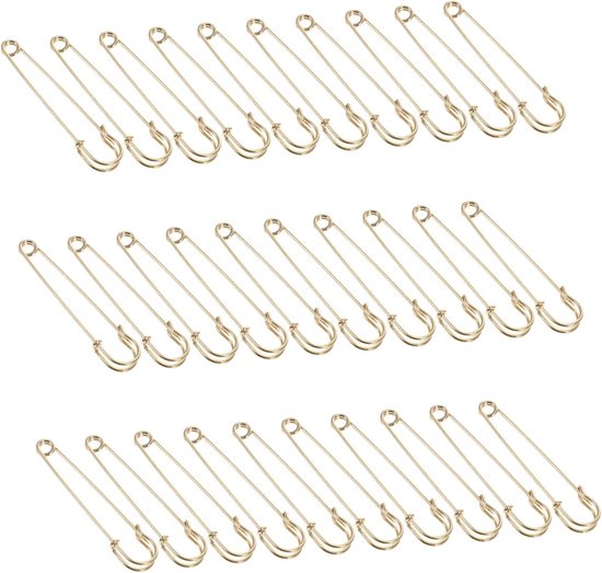 50 Stuks Gouden Zware Veiligheidsnaalden met Lange Naald Stevige Metalen Grote Veiligheidsspelden voor Kleding Leer Dekens Canvas Naaien Krasvrij