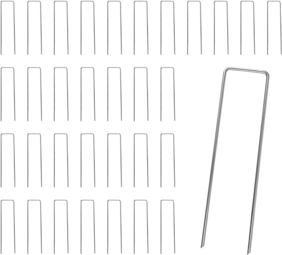 50 stuks grondankers, grondankers, gegalvaniseerde U-vormige haringen & haringen, haringen, grondnagels, stabiel, 150 mm lang, 40 mm breed, Ø 3 mm, ideaal voor tent, onkruidvlies, kunstgras, tuinvlies