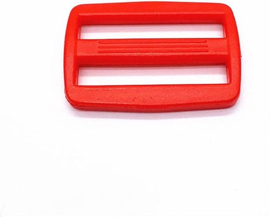 50 stuks kleurrijke Tri Glide-schuivers, kunststof, laddergesp, verstelbare schuifregelaar, Tri Glide Slider, plastic ladderslotgesp voor riemsluiting, rugzak, riem, rood, 25 mm