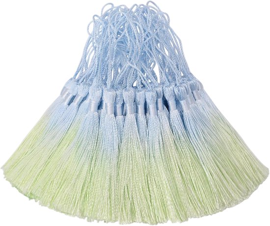 50 stuks mini zijden kwastjes voor knutselen, doe-het-zelf bladwijzer, schattige sieraden maken, hars kralen, meisje oorbel, sleutelhanger, afstuderen, kleine sleutel, lange lintstof naaien,