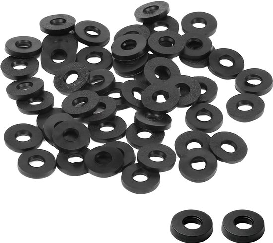 50 stuks rubberen afdichtingen, platte en torische sluitringen, 4 x 9 x 1,2 mm, zwart assortiment voor reparatie van kraan, sanitair, slang, toilet en douchekop