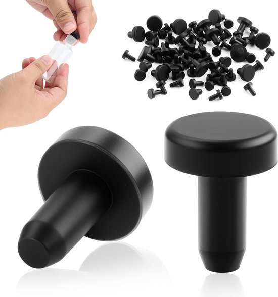 50 stuks rubberen stoppen, 4,3 mm, zwarte siliconen stop, ronde sluitstop, zacht, flexibel rubber, waterdichte rubberen stop, gatstop voor flessen met 4 mm gat meubels