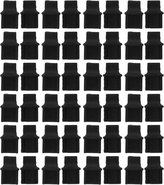50 stuks siliconen stofkapjes voor Ethernet-poort, RJ45 vrouwelijke stofkapjes voor computernetwerkconnector, zwart