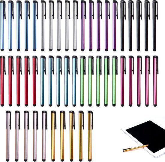 50 stuks styluspennen voor touchscreens - universele capacitieve touchscreen-pennen, hoge gevoeligheid, veelkleurige stylus touch pen voor tablets, iPad, smartphones, alle universele