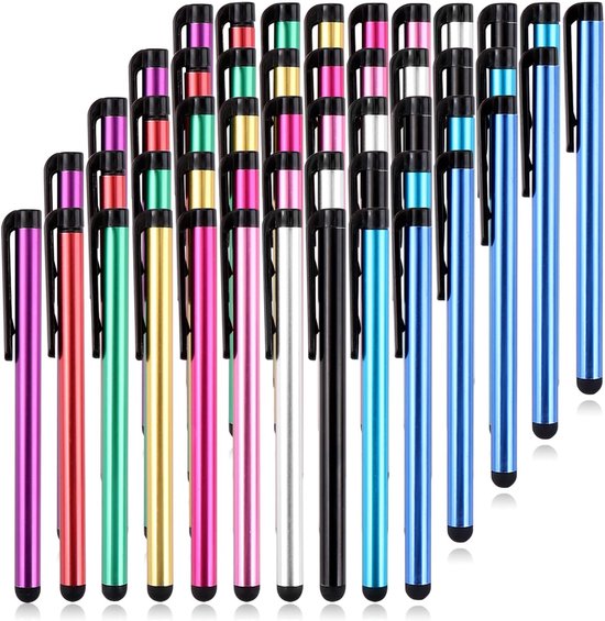 50 stuks Touchscreenpen Styluspen voor touchscreenapparaten, voor tablets iPad Mini Pro smartphones Huawei Samsung Galaxy 10 kleuren