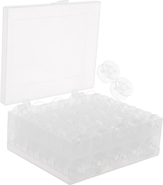 50 Stuks Transparante Plastic Bobbins met Opbergdozen Duurzame Spoelen voor Naaimachine Borduurwerk Compatibel met Diverse Machines voor Naaien Diy-projecten