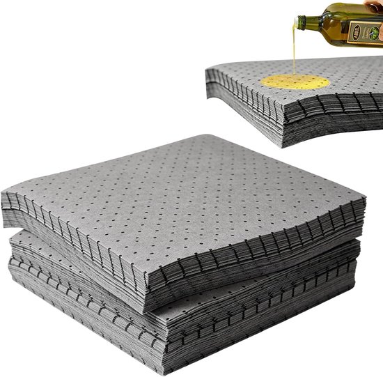 50 stuks universele oliezuigdoeken, oliebindmat, zuigmat, zuigmat, olieabsorberend, olieopvangmat, werkplaatsmat, olieabsorberende pads, oliebindmat voor thuis, garage, keuken, kelder