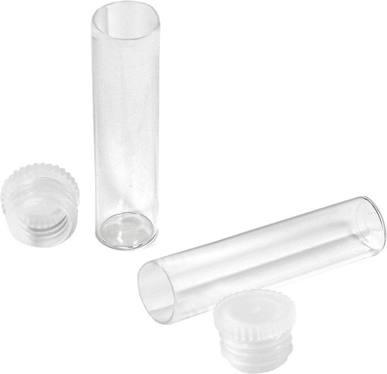 50 stuks vlakke vloerglazen 50 mm x Ø12 mm | helder | transparante laboratoriumglazen | laboratoriumpot | verkrijgbaar in helder glas of UV-bescherming bruin glas | reageerbuis staand met lamellenstop