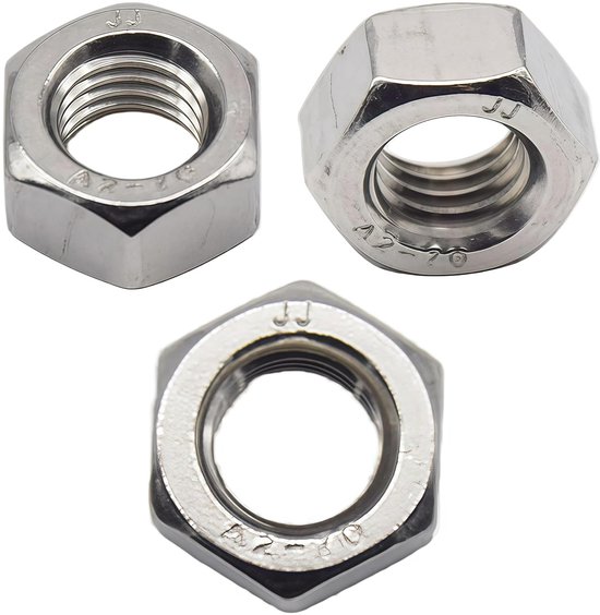 50 stuks zeskantmoeren M6 DIN934 roestvrij staal A2 V2A schroefdraadmoeren, industriële moeren, metalen moeren, constructiemoeren, reparatiemoeren, hoogwaardige roestvrijstalen moeren (LJLM/M6