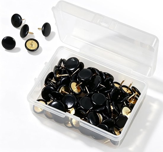 500 stuks punaises, zwart, metalen punaises, rond, 10 x 10 mm